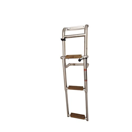 Hollex uitklapbare zwemtrap rvs316 3 treden teak