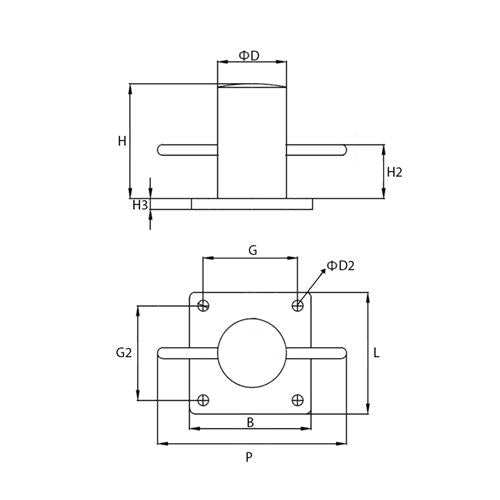 Bolder op plaat ø80mm rvs304