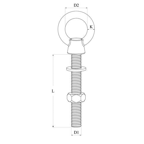 Hollex oogbout M6x60mm rvs316