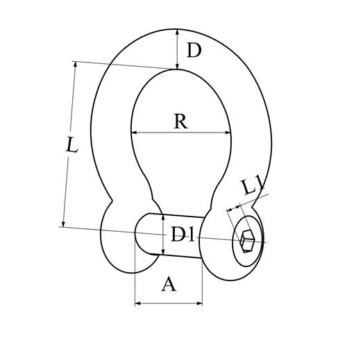 Hollex harpsluiting gesmeed 5mm met binnenzeskantbout rvs316