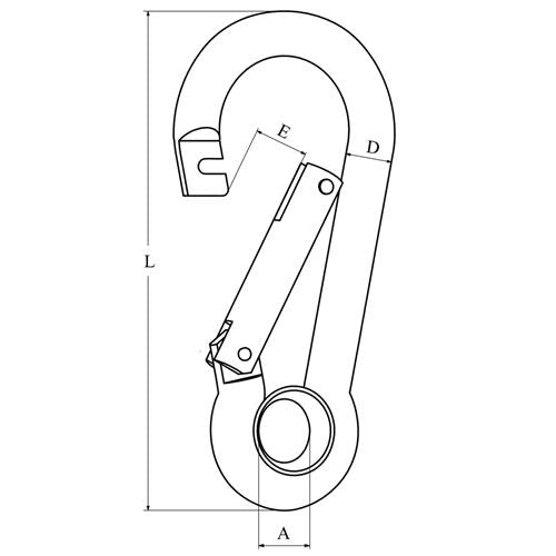 Hollex karabijnhaak 8x80mm met oog rvs316