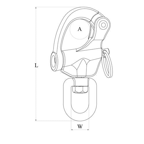 Hollex snapsluiting 128mm wartelgaffel rvs316