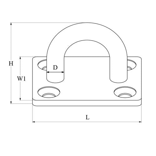 Hollex dekoog met voetplaat 30x35mm rvs316