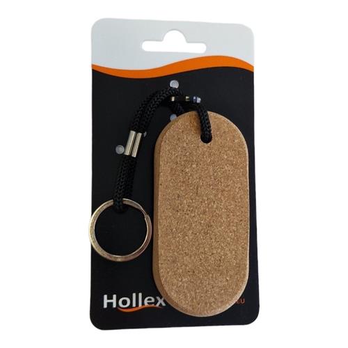 Hollex sleutelhanger kurk blok 4x9cm