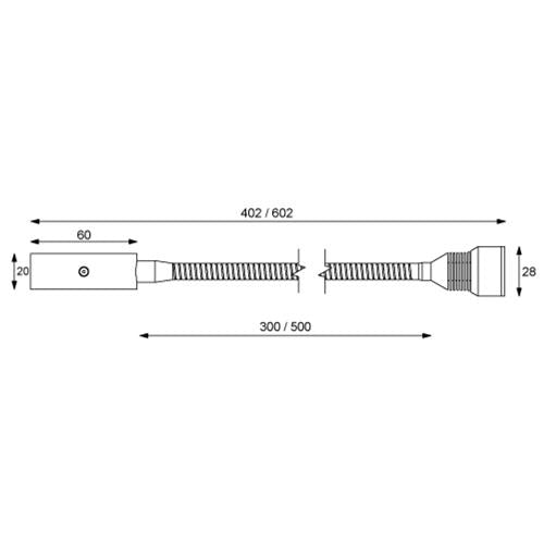 Prebit LED flexlamp 01-1 500mm met USB-C mat chroom warm wit 11-30V 3W 25° geïntergreerde dimmer