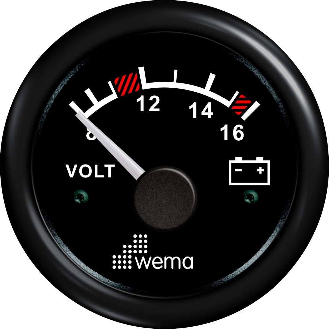 Wema voltmeter 12 V zwart