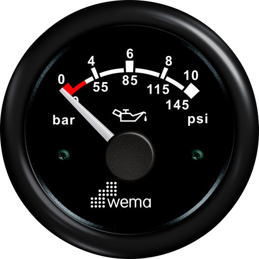 Oliedruk meter zwart 10bar