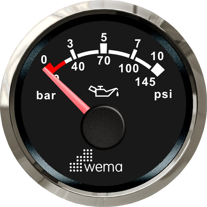 Silver serie oliedruk 10 bar meter NMEA2000 zwart