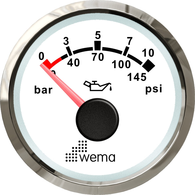 Silver serie oliedruk 10 bar meter NMEA2000 wit