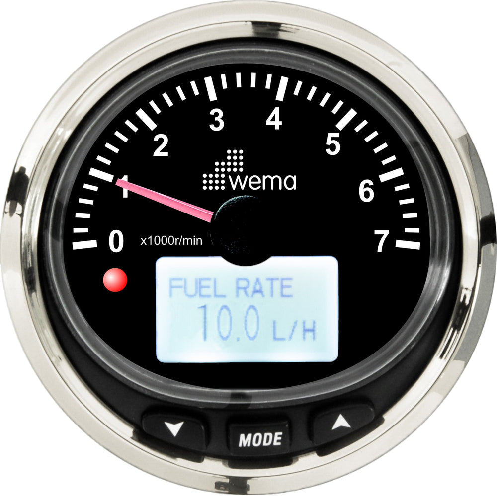 Silver serie toerenteller 7000 rpm NMEA2000 zwart
