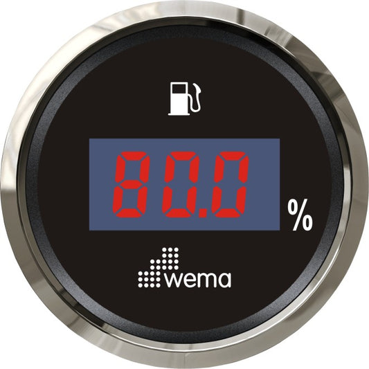 Tankmeter brandstof digitaal 0-190 ohm zwart silverline