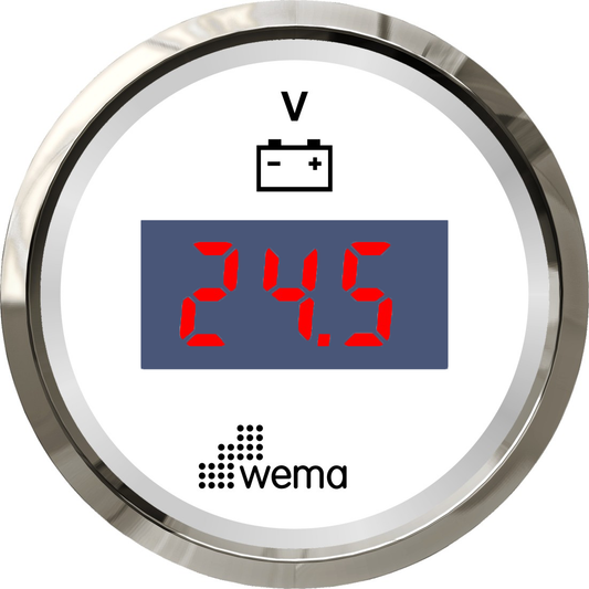 Silver serie voltmeter LED 12V wit