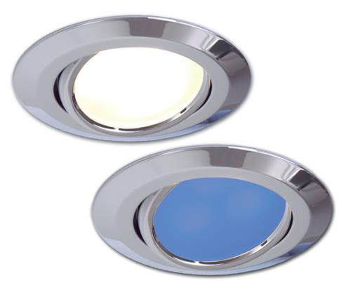 Prebit LED inbouwlamp EB15-3 slave kantelbaar chroom blauw/warm wit 10-30V 3W dimbaar schakelbaar