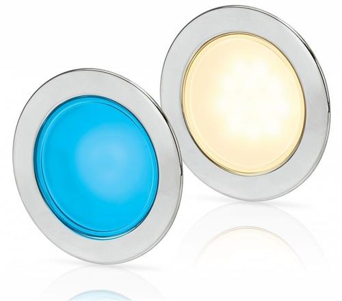 Hella EuroLED 95 down light rond rvs met warm wit/blauw licht veerbevestiging