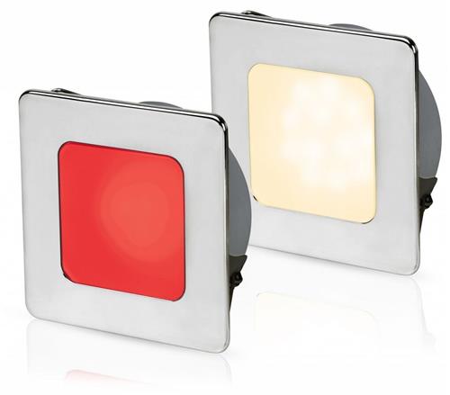 Hella EuroLED 95 down light vierkant rvs met warm wit/rood licht veerbevestiging