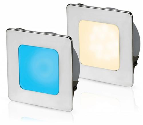 Hella EuroLED 95 down light vierkant rvs met warm wit/blauw licht veerbevestiging