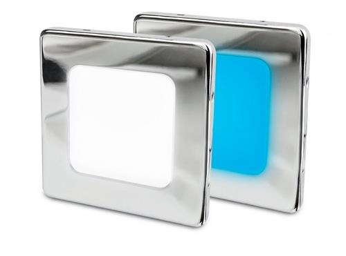 Hella EuroLED 95 down light vierkant rvs met wit/blauw licht schroefbevestiging