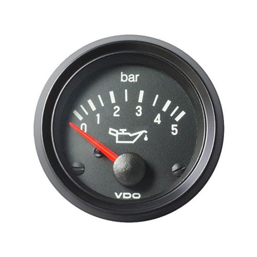 VDO Cockpit International motorolie drukmeter 5bar 12V 52mm zwart