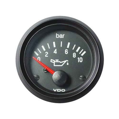 VDO Cockpit International motorolie drukmeter 10bar 12V 52mm zwart