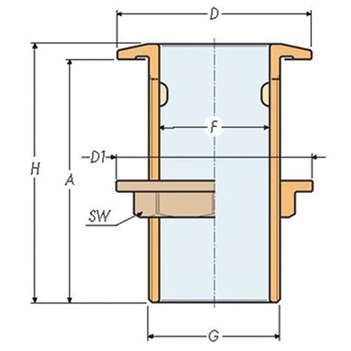 Guidi huiddoorvoer brons 1/2″x65mm