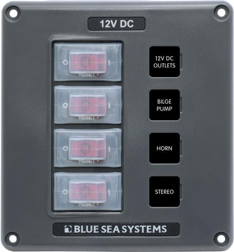 Blue Sea Systems paneel schakelaar H2O CB 4 posities grijs (vervangt 4320B-BSS)