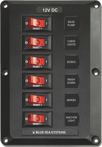 Blue Sea Systems paneel onderdeks 12VDC CB 6 posities