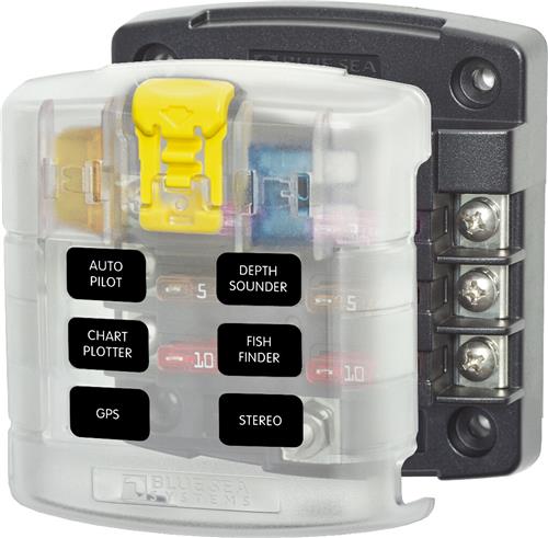 Blue Sea Systems zekeringblok ST-blade 6 circuits met afdekking