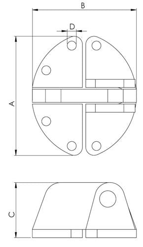 Hollex luikscharnier 76,2x63,5mm