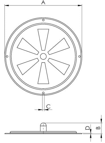 Hollex ventilatierooster 128mm afsluitbaar