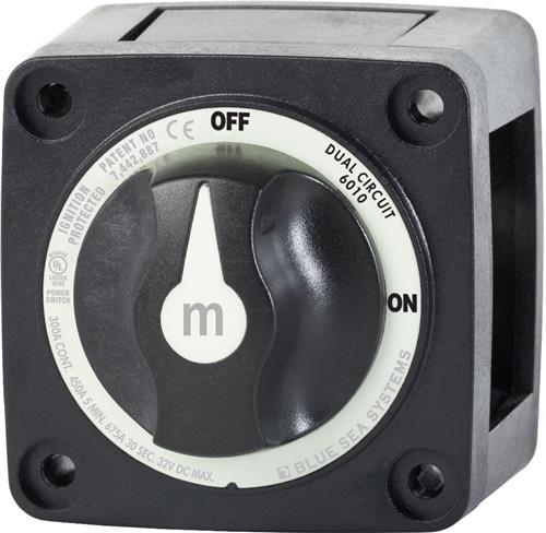 Blue Sea Systems-accuschakelaar M-serie dubbele circuit zwart