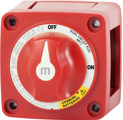 Blue Sea Systems-accuschakelaar M-serie dubbele circuit plus rood
