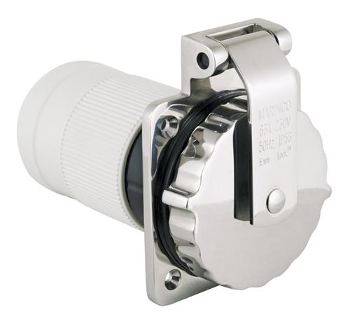 Marinco 63A 230V 3W easy lock inlaat roestvrij staal vergrendelbaar