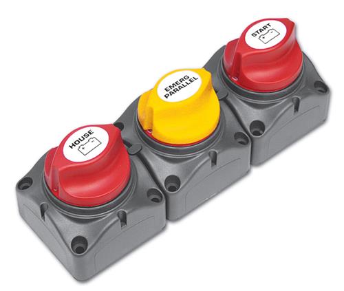 BEP Marine batterij distributiecluster voor enkele motor met 2 aparte batterijbanken 3x701 verticaal