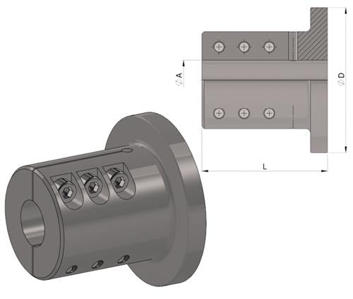Exalto klemnaaf as ø50mm / flens ø146mm onbewerkt