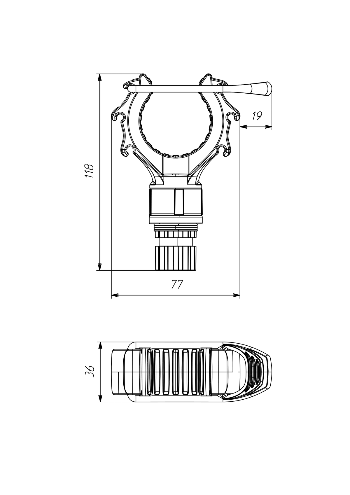 Borika universele houder met elastische sluiting Ø15 tot 50 mm