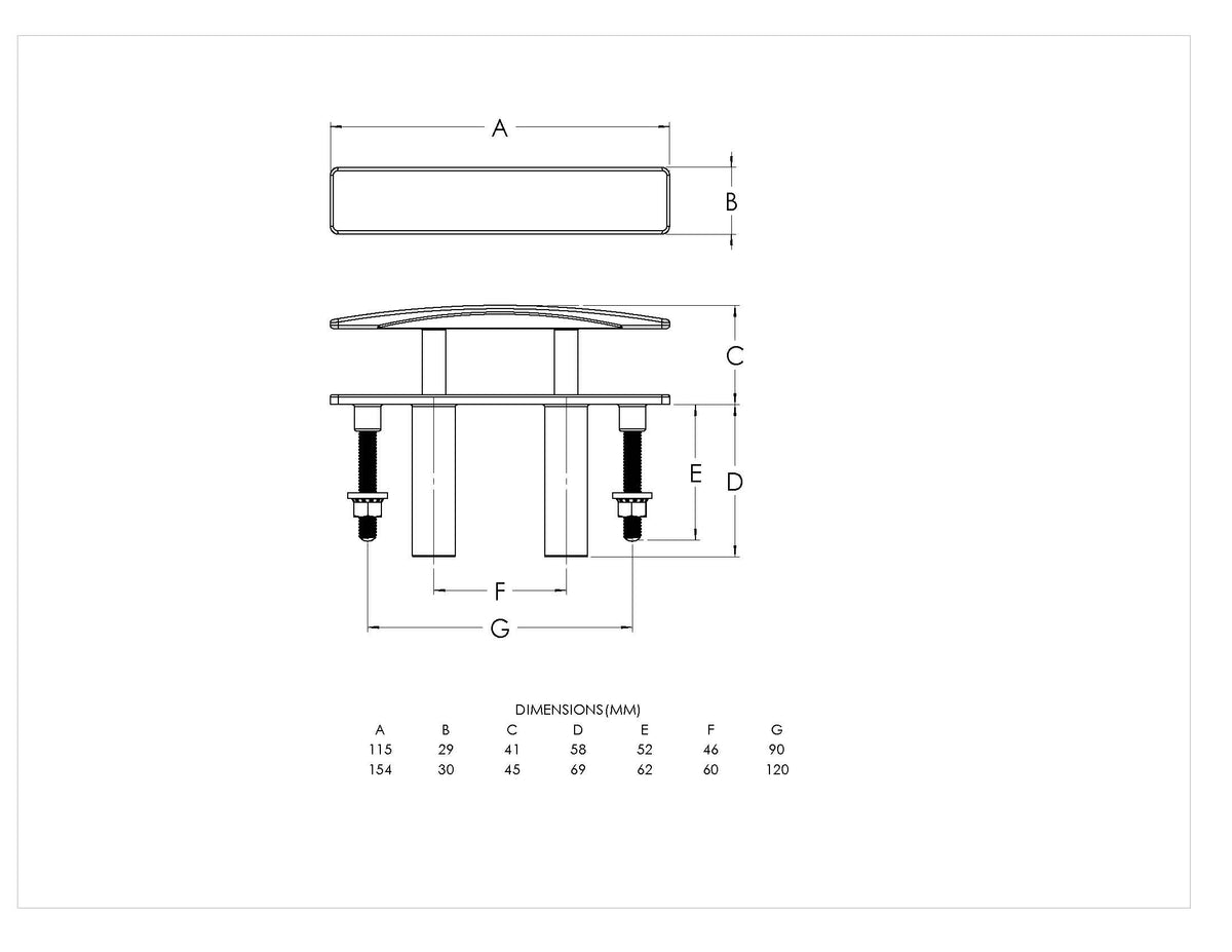 Talamex Kikker Solent flush met boutmontage rvs 115 mm