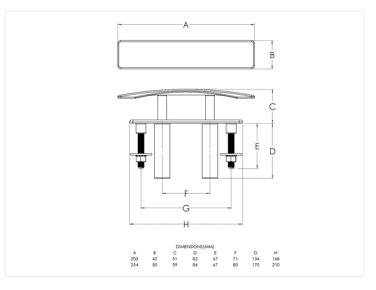 Talamex Kikker Solent flush met boutmontage rvs 203 mm