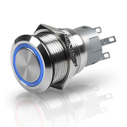 Hella drukknop rvs 24V aan/uit LED blauw ø19mm