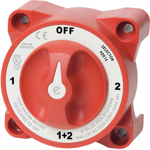 Blue Sea Systems-accuschakelaar E-serie selector 4-standen rood