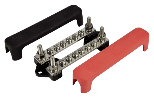 Busbar dubbel  6 terminals, 2 studs