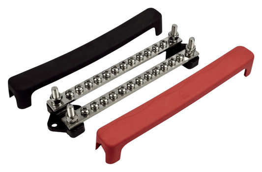 Busbar dubbel 12 terminals, 2 studs