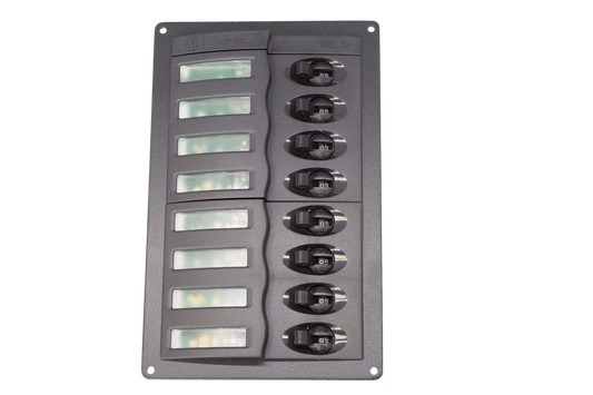 Circuit breaker paneel 12V 8-voudig  verticaal