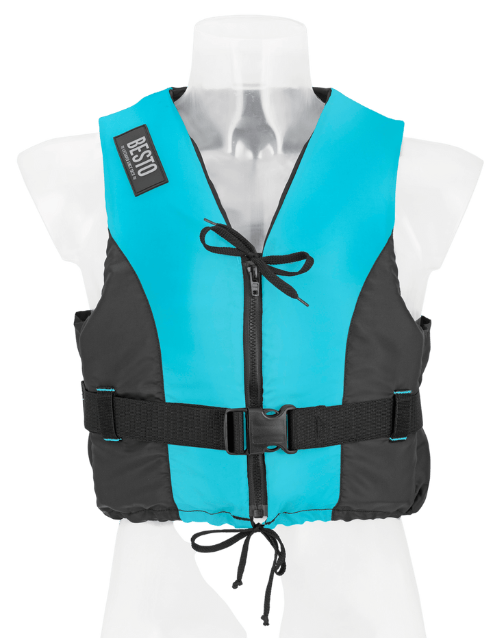 Besto Dinghy Zipper drijfvest aqua/zwart 50 N maat L