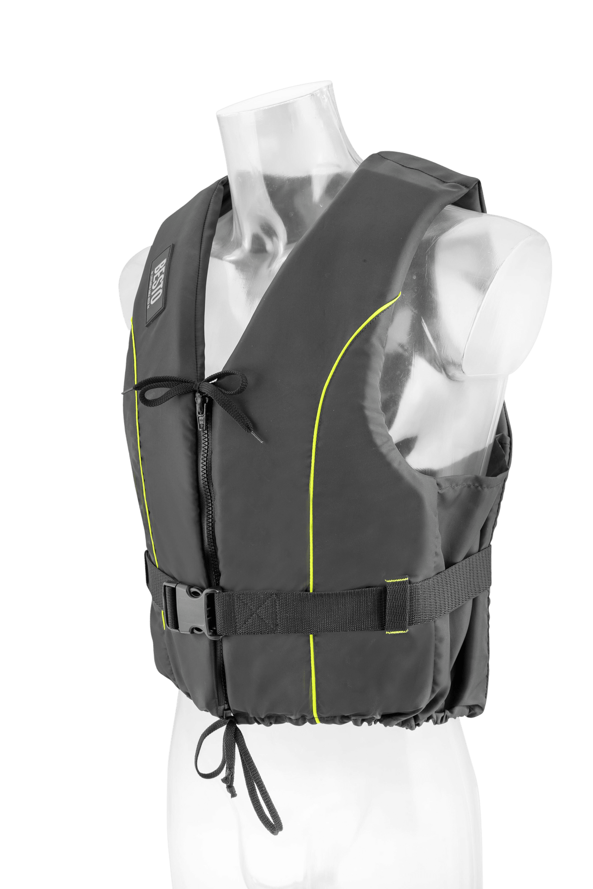 Besto Dinghy drijfvest zwart/geel gestreept 50 N maat XXL