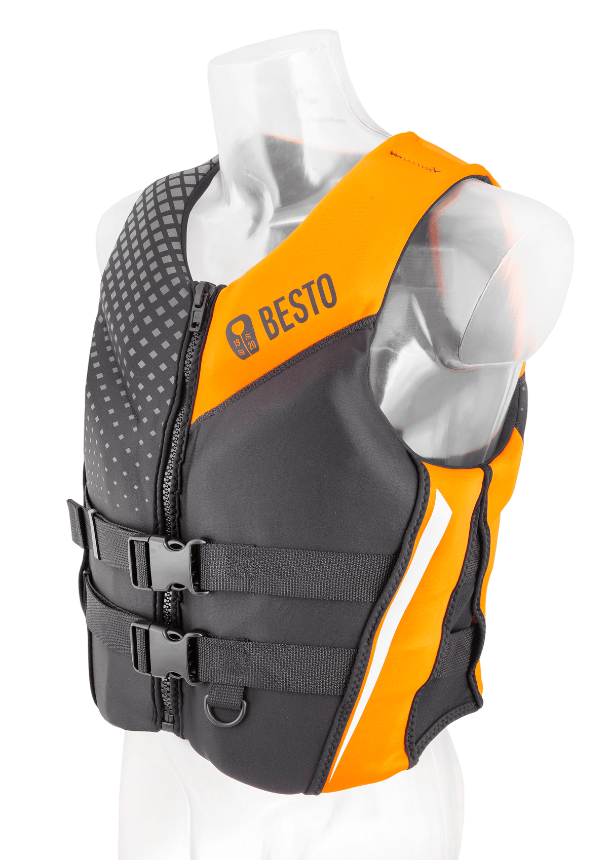 Besto Neopreen drijfvest 50 N maat S zwart/grijs/oranje