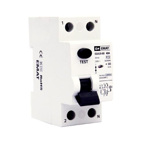 Aardlekschakelaar C 2P 40A 30mA max. 230Vac