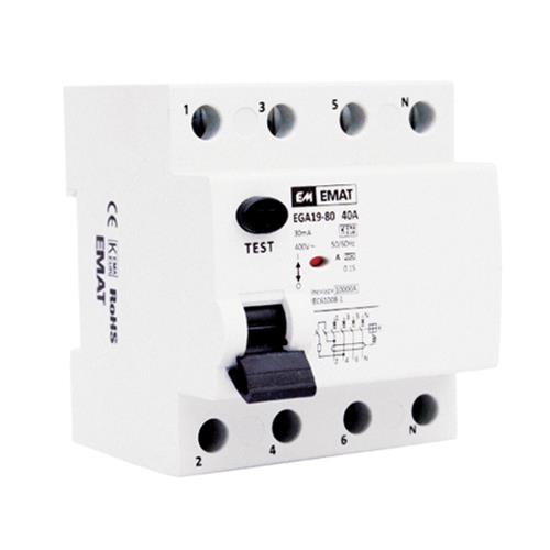 Aardlekschakelaar C 4P 40A 30mA max. 400Vac