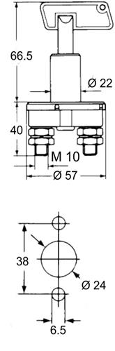 Hollex batterijschakelaar 100A continu max 500A M10