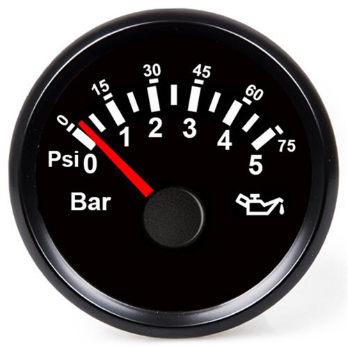 Hollex oliedrukmeter zwart 9-32V 0-5 Bar
