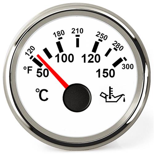 Hollex olietemperatuurmeter wit/rvs 9-32V 150°